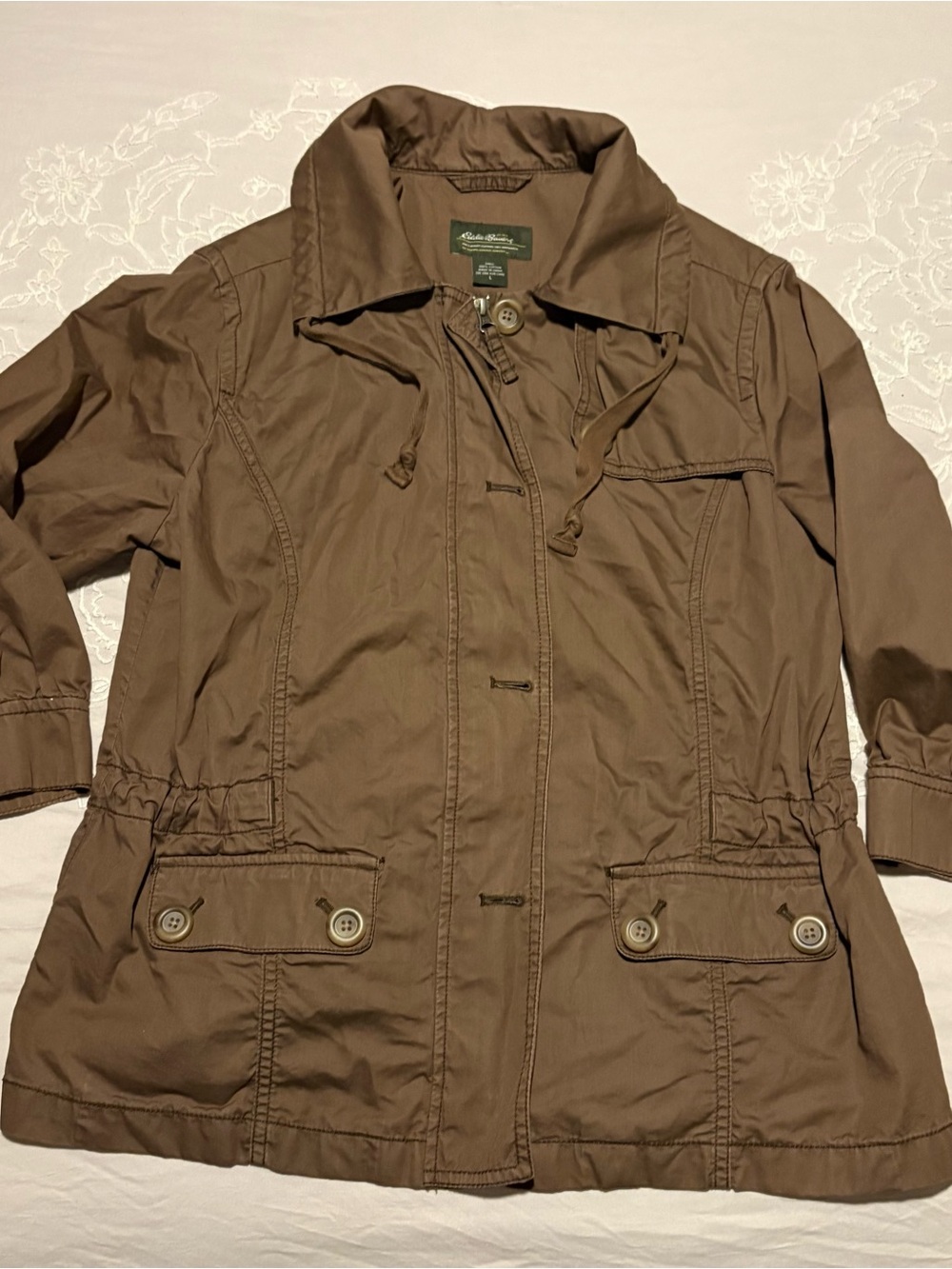Eddie Bauer Women’s L Brown Utility Anorak Jacket 3/4 sleeve